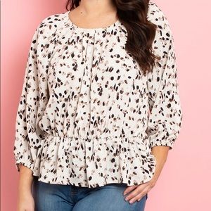 Multi-color Spotted Peplum-Plus Size